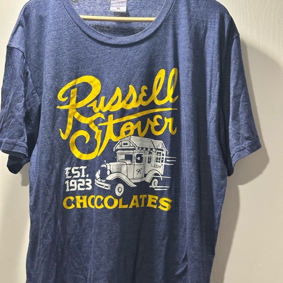 Russell Stover Chocolate Vintage Style Blue Graphic Short Sleeve Tee unisex NWOT - Picture 5 of 8